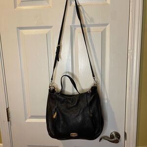 Michael Kors Black Pebbled Leather Zipper Pockets Chain Strap Hobo Shoulder Bag
